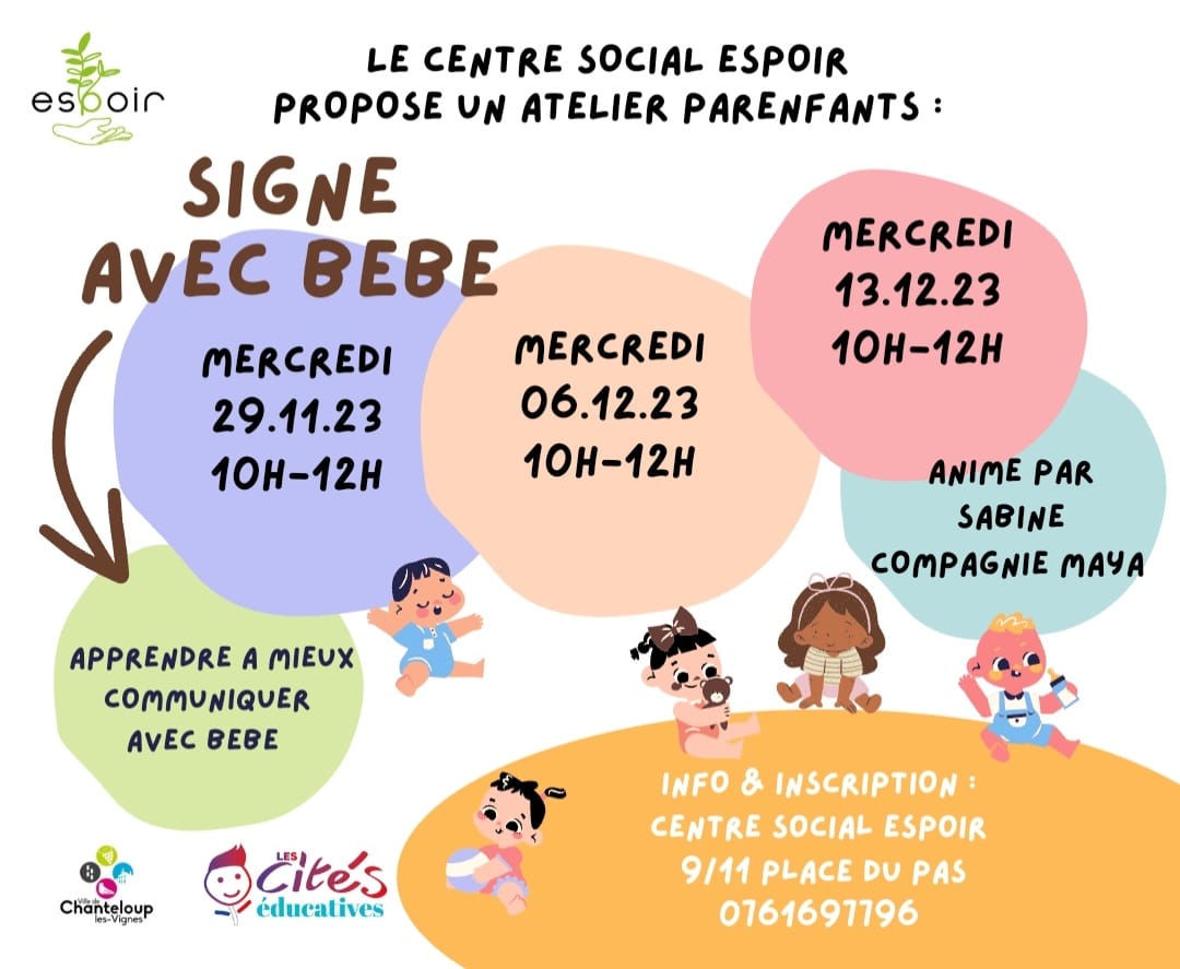 Les ateliers Signes avec bébé de la compagnie maya au Centre social Espoir de Chanteloup