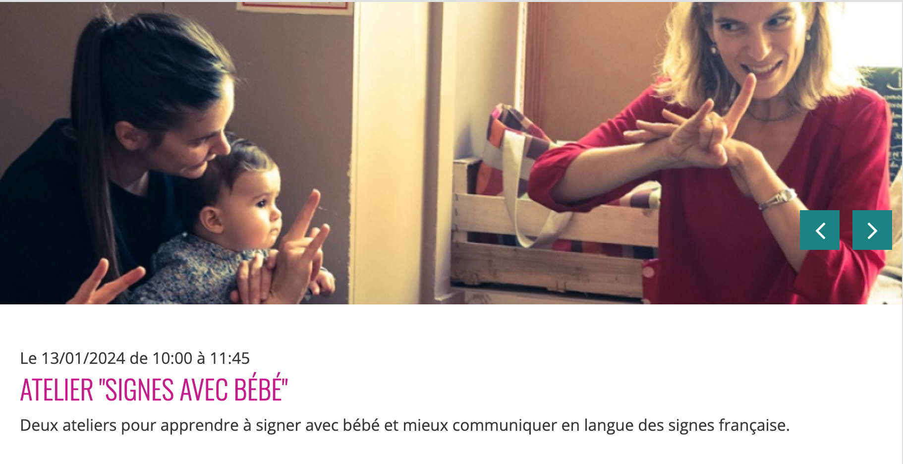 Les ateliers signes avec bébé à la médiathèque de sèvres