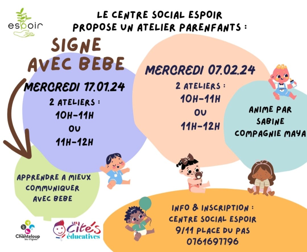 Les ateliers Signes avec bébé de la compagnie maya au Centre social Espoir de Chanteloup
