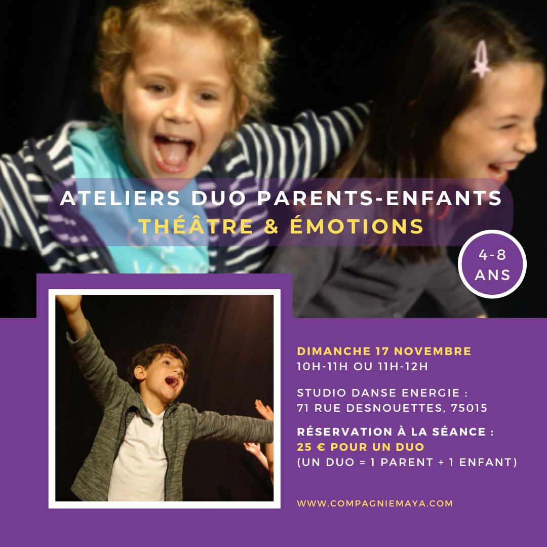 atelier theatre & emotions en duo parent-enfant de la compagnie maya