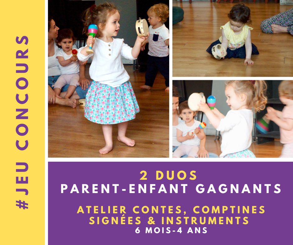 Jeu Concours Atelier duo Contes, comptines signées & instruments 6 mois-4 ans de la Compagnie Maya